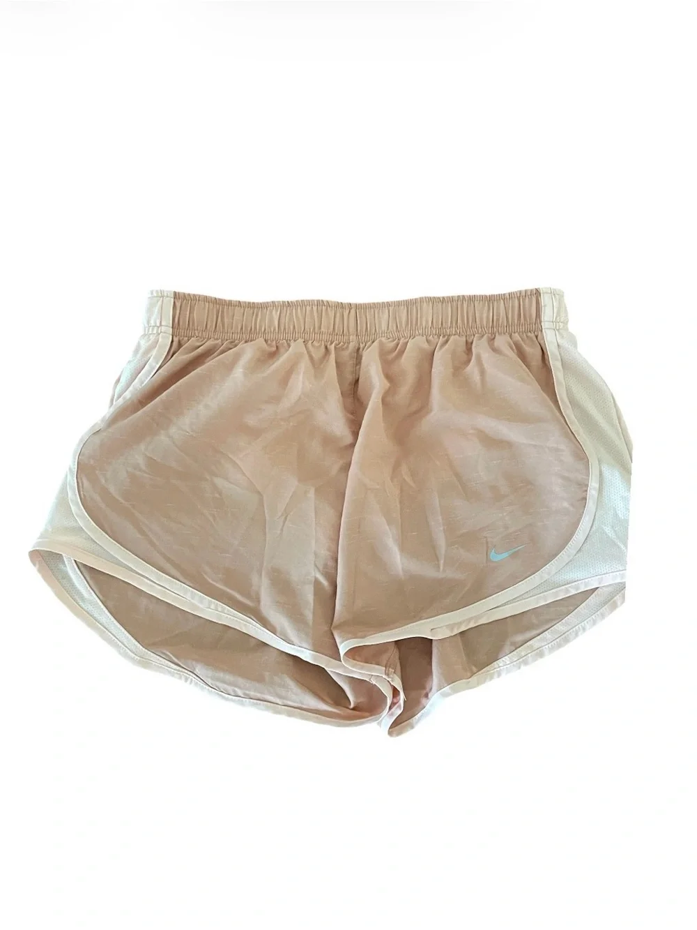 Nike Women's Blush Tan Athletic Shorts with White Trim